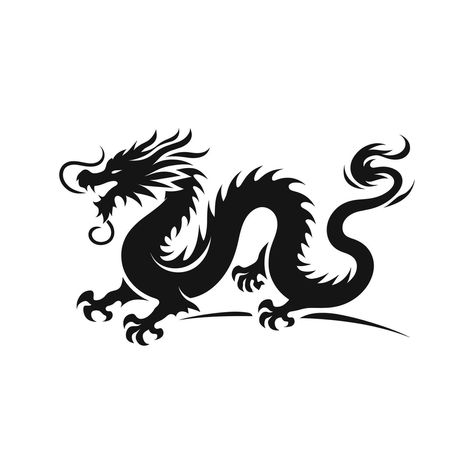 Chinese Dragon Vector, Chinese Dragon Simple, Chinese Dragon Silhouette, Chinese Dragon Symbol, Clan Symbols, Dragon Stencil, Chinese Icon, Dragon Line, Dragon Symbol