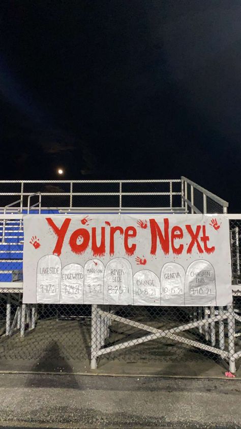 Highschool Football Game Posters, School Rivalry Posters, Fiesta Theme Pep Rally, Rivalry Week Posters, White Out Signs Football, Funny Fnl Signs, Hoco Run Through Signs, Football Spirit Posters High School, Field Signs For Football