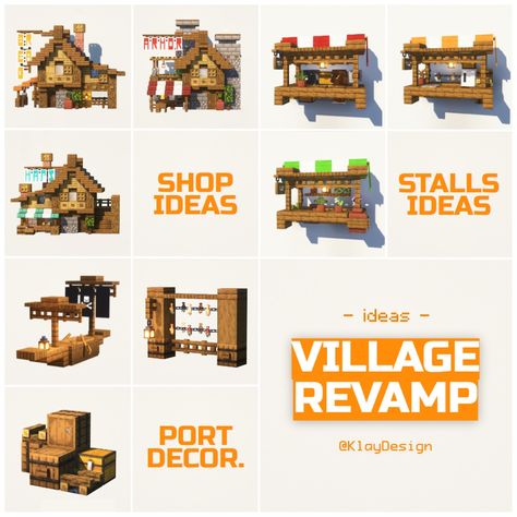 VILLAGE IDEAS! Here’s nine ideas and decoration for a minecraft village revamp! I guess villagers would stop “mwaah -ing” after these ones! 😆🙌 Let me know you’re favorites!! Should I do more? ——————————————— ⁃ 🪴 Follow @klaydesign_mc for more minecraft inspirations! ⁃ 🙌 Complementary Shaders ⁃ 🍳 Repost with credits only! ——————————————— #minecraft #minecraftbuild #minecrafters #minecraftideas #minecraftdesign #minecraftinterior #minecraftapruce #minecrafthouse #minecraftvillage #village #mine... Village Decorations Minecraft, Upgraded Village House Minecraft, Village Upgrade Minecraft, Minecraft Village Revamp, Minecraft Village Upgrade, Minecraft Village Builds, Minecraft Medieval Village, Minecraft Diy Crafts, Minecraft House Decor