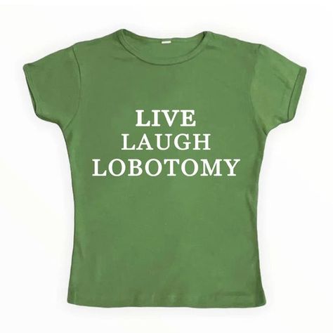 Y2K Aesthetic Live Laugh Lobotomy Baby TeeSize:S: Bust: 76cm/29.9 in. Length: 42cm/16.5 inM: Bust: 80cm/ 31.5in. Length: 43cm/16.9 inL: Bust: 84cm/ 33.1 in. Length: 44cm/17.3 inXL:Bust: 88cm/ 34.6 in. Length: 45cm/17.7 inMaterial:Polyester Live Laugh Lobotomy, Egirl Clothes, Aesthetic Clothing Stores, Womens Summer Shorts, Baby Tees Y2k, Boho Summer Dresses, Lady Fashion, Weave Style, Baby Tee