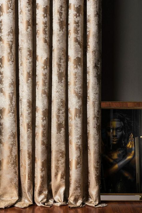 Tan Curtains Living Room, Curtains Living Room Modern Luxury, Curtains Modern Living Room, Bronze Curtains, Cream Home Decor, Tan Curtains, Antique Bookshelf, Antique Living Room, Home Decor Curtains