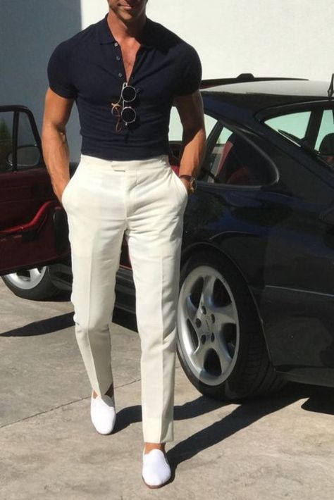 White Linen Pants Summer, Linen Pants Summer Outfit, Pants Summer Outfit, Linen Pants Summer, Mens Smart Casual Outfits, Classy Outfits Men, Polo Shirt Outfits, Mens Business Casual Outfits, Smart Casual Men