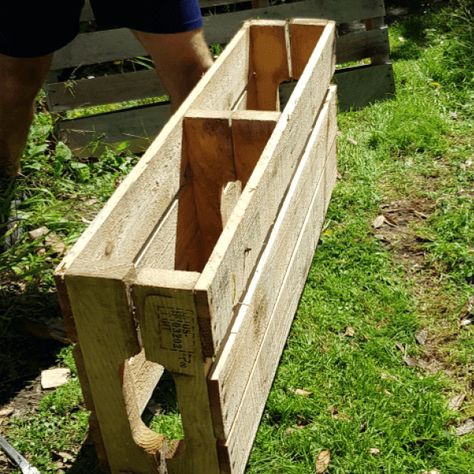 Make a pallet planter for small spaces - Sustainability Trust Wellington Pallet Planter Boxes, Planters Out Of Pallets, Diy Planter Boxes For Vegetables, Pallet Planter Boxes Diy, Pallet Flower Boxes, Pallet Planters, Pallet Flower Planter Box Raised Gardens, Indoor Pallet Planter, Pallets Flowers Planter