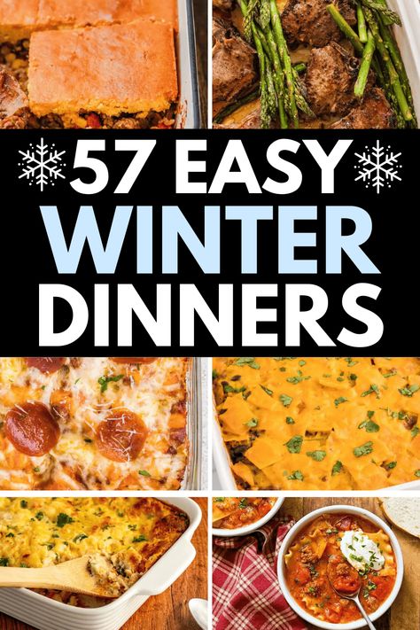 Easy dinner recipes for winter! Cold weather easy winter recipes dinner, quick and easy winter dinner recipes families, quick winter meals easy dinners, winter family dinner ideas, dinner recipes for family winter, sunday dinner ideas winter, easy winter dinner recipes healthy, quick easy winter dinner ideas, easy winter crockpot meals dinners, hearty winter meals cold weather, easy dinner winter recipes, winter food ideas dinner, cozy winter meals easy recipes, winter supper ideas easy dinners. Winter Warming Recipes, Dinner For Winter Nights, Winter Weather Recipes, Cold Weather Meals Comfort Foods, Easy Cold Day Recipes, Healthy Recipes For Cold Weather, Winter Family Meals Easy Recipes, Winter Time Dinner Ideas, Supper Ideas For Cold Weather