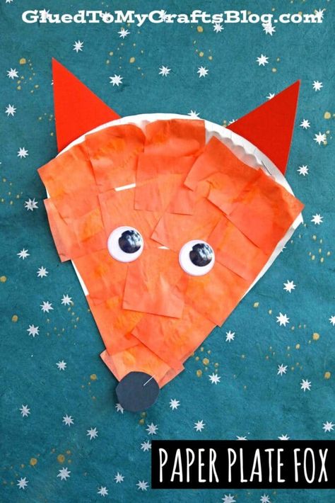 Fox Plate Craft, Chipmunk Art Preschool, Construction Paper Fox, Fox Handprint Craft, Preschool Fox Craft, Forest Animals Toddler Activities, September Diy Crafts, Hibernation Art For Toddlers, Animal Craft Kindergarten