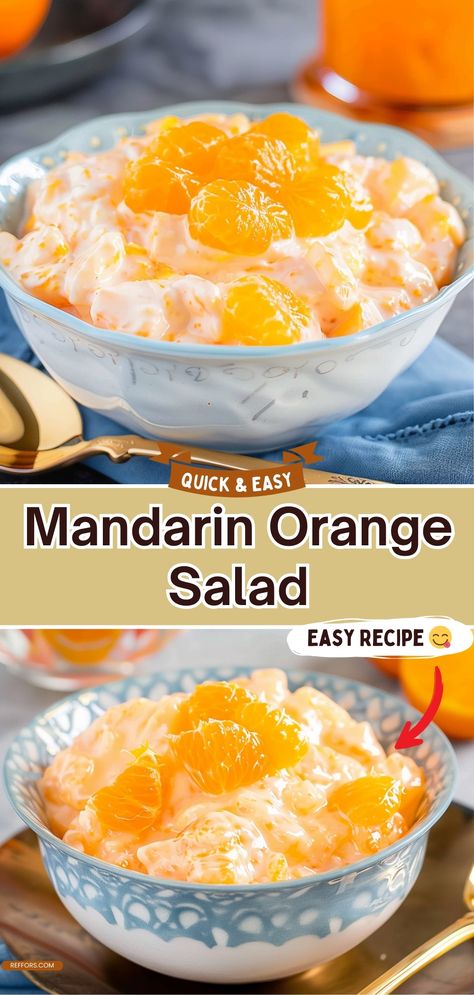 Mandarin Orange Salad Orange Fluff Salad, Mandarin Orange Jello Salad, Orange Jello Salad, Salad Thanksgiving, Marshmallow Salad, Fluff Salads, Orange Jello Salads, Mandarin Salad, Orange Salad Recipes