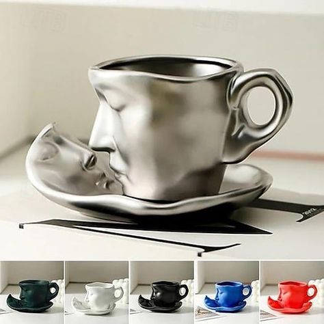 Unique Tea Cups, Morning Drinks, Cerámica Ideas, Creative Coffee, Unique Tea, Face Mug, Coffee Cup Set, Cute Cups, Palau