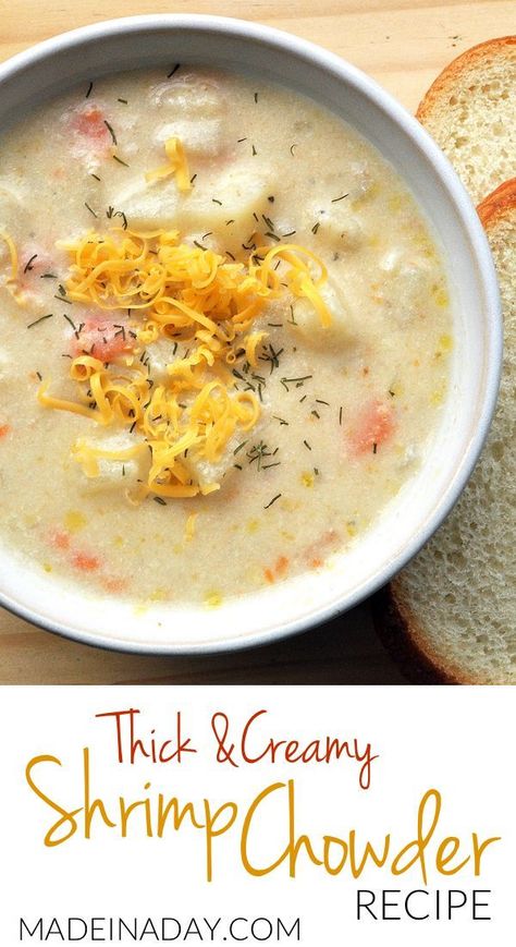 Potato Shrimp, Soup With Shrimp, Shrimp Chowder, Chowder Recipes Seafood, Recipe Shrimp, Potato Chowder, Creamy Shrimp, Shrimp Soup, Soup Appetizers