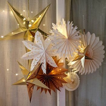 Christmas Hygge, Paper Star Lanterns, Star Lantern, Lantern Christmas, Christmas Window Display, Hanging Stars, Star Lanterns, Stars Craft, Paper Christmas Tree