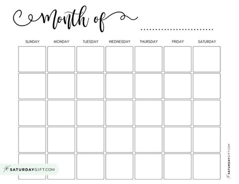 Monthly calendar template - blank calendar pdf Sunday-start Blank Calander Templates Cute, Empty Calendar Template, Free Monthly Calendar Printable, Blank Monthly Calendar Printable Free, Free Printable Blank Calendar, Cute Calendar Template, Editable Calendar Template, Calender Print, Blank Calendar Printable