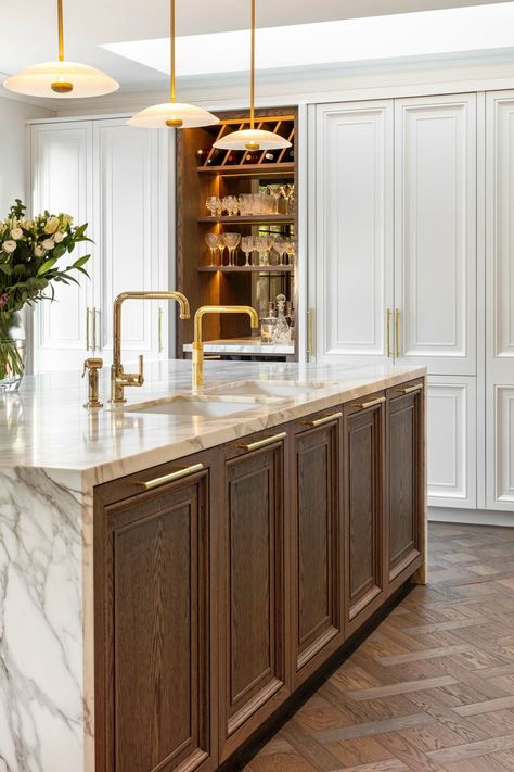 Kitchens - Kaizen Classic French Kitchen Design, French Contemporary Kitchen, Range In Island, Classic Kitchen Design Luxury, French Modern Kitchen, French Kitchen Island, Concealed Bar, French Contemporary Home, Interior Designer Studio