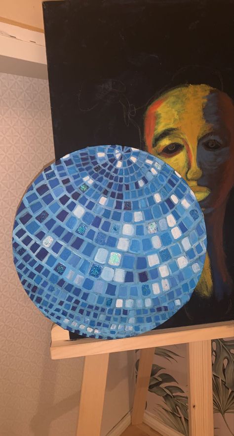 Colored Disco Ball, Disco Ball Painting, Dorm Paintings, Birthday Craft, Ball Painting, Apple Wallpapers, Diamond Drawing, 26th Birthday, Painting Canvases