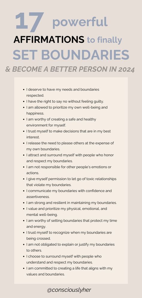 Discover the Power of Affirmations for Setting Healthy Boundaries. Learn how to finally set boundaries with confidence and gain respect in your relationships. Explore a comprehensive list of affirmations that will empower you to establish and maintain healthy boundaries for a happier and more fulfilling life. Boost your self-confidence, protect your time and energy, and create the life you deserve. Healthy Boundaries Relationships, Boundaries Quotes, List Of Affirmations, Relationship Boundaries, Setting Healthy Boundaries, Set Boundaries, Relationship Psychology, Emotional Awareness, Healthy Boundaries