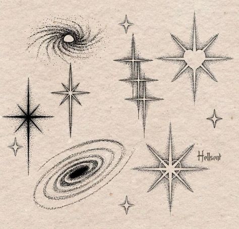 Small Astral Tattoos, Single Star Tattoo Designs, Large Star Tattoo, Space Tattoo Stencil, Angular Tattoo, Mystic Tattoo Designs, Star Filler Tattoos, Astral Tattoos, Star Tattoo Stencil