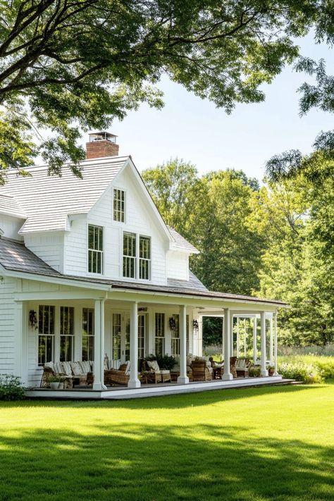 12 Old Farmhouse Exterior Ideas for Timeless Charm! - My Decor Inspo Rustic White House, Old Fashioned Farmhouse Exterior, Old Country Houses Farmhouse, New Homes That Look Old, Old Farmhouse Remodel Exterior, Old Money Farmhouse, 1800s Farmhouse Exterior, Vintage Farmhouse Exterior, Old Farmhouse Exterior