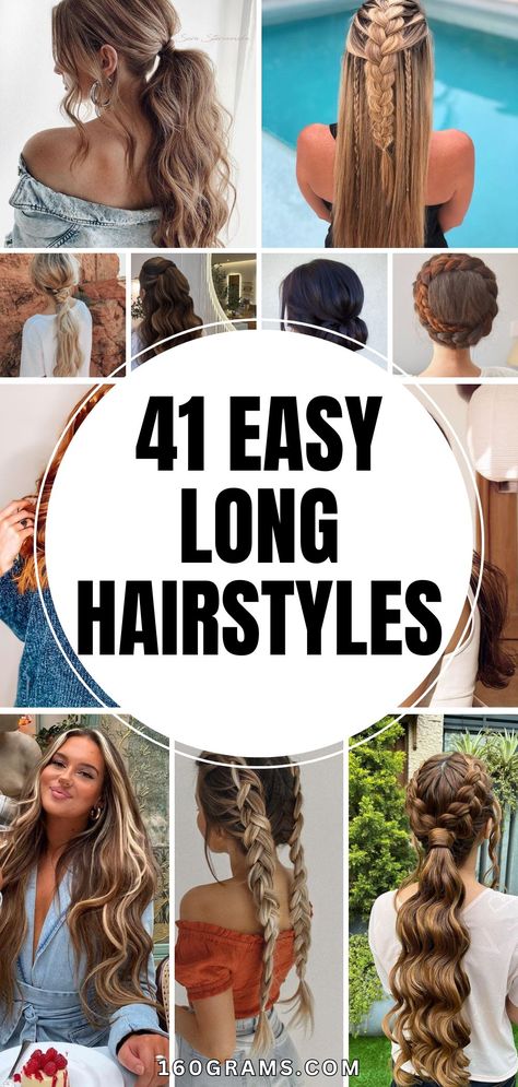 Pin this for an array of exquisite long hairstyles to elevate your look! Discover simple yet chic styles that are perfect for any occasion. Don't miss out on these trendy hair inspirations! #LongHairStyles #FashionBlog #HairInspo How To Long Hairstyles, Easy Hair Styles For Pictures, Long Hair Styles For Pictures, Simple But Cute Hairstyles Casual, Fun Long Hair Hairstyles, Hair Do's For Long Hair, How To Style Long Brown Hair, 20 Year Old Hairstyles, Quick Fancy Hairstyles