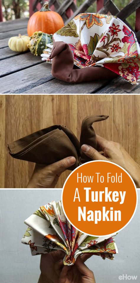 How to fold a napkin to look like a turkey (perfect for Thanksgiving)! How To Fold A Turkey Napkin, Thanksgiving Napkin Folds Paper, Napkin Folding Ideas Thanksgiving Easy, Turkey Folded Napkin, Thanksgiving Paper Napkin Folds, Turkey Napkin Folding Tutorial, Thanksgiving Napkin Ideas, Napkin Folding Ideas For Thanksgiving, How To Fold Napkins For Thanksgiving