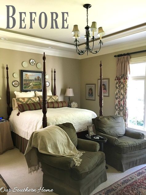 Updated Traditional Bedroom, Update Bedroom, Cherry Bedroom Furniture, Cherry Bedroom, Traditional Bedroom Furniture, Traditional Bedrooms, Bed Makeover, Bedroom Updates, Traditional Bedroom Decor