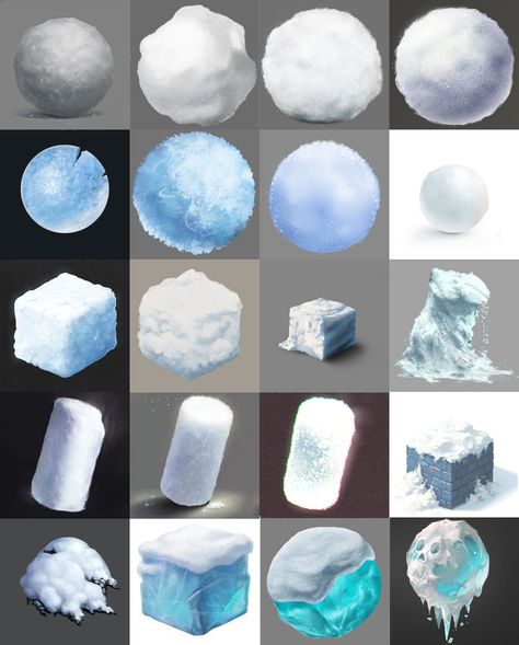 material studies neige / snow regroup. Snow Digital Art Tutorial, Snow Drawing Tutorial, Snow Drawing Reference, Ice Drawing Tutorial, Snow Texture Paint, Snow Reference, Snow Digital Art, How To Draw Snow, Texture Study