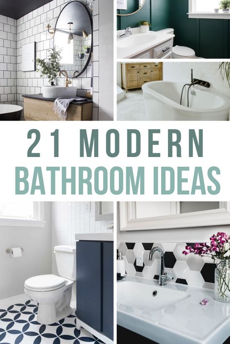 Planning a modern bathroom makeover? You're definitely going to want to look at these unique ideas. There's everything from shower tiles to bathroom with tub! So much inspiration for your next bathroom remodel! #bathroom #renovation #modernbathroom #modernhome Modern Boho Bathroom, Guest Bathroom Renovation, Modern Bathroom Renovations, Bathroom With Tub, Guest Bathroom Remodel, Modern Bathroom Tile, Diy Terrarium, Eclectic Bathroom, Modern Farmhouse Bathroom