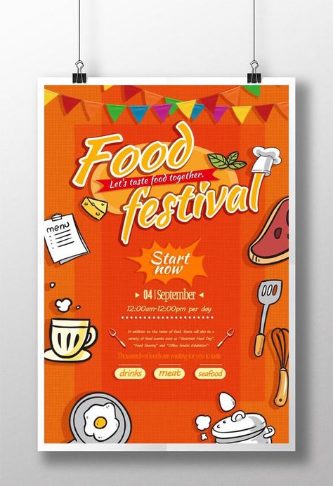 Food Festival Passionate Four-Color Orange Vibrant Poster#pikbest#Templates Food Festival Poster, Festive Poster, Office Snacks, Vibrant Poster, Festival Flyer, Poster Psd Free Download, Poster Psd, Festival Poster, Food Backgrounds