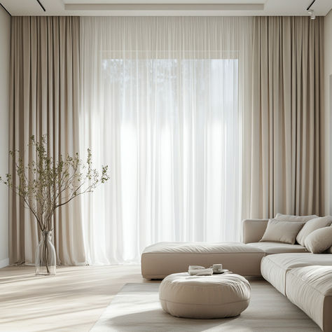 Choose curtains that lightly touch the floor to visually elongate the room. ⁣ ⁣ Hang the curtain rod about 4-6 inches above the window to create the illusion of greater height.⁣ ⁣ #decoration #decor #interiordecor #interiorinspiration #interiorinspo #curtains Long Curtains On Small Windows, Floor To Ceiling Linen Curtains, Floor Ceiling Curtains, 2 Curtains On 1 Rod, Floor To Ceiling Window Curtains, Curtains Across Entire Wall, Ceiling To Floor Curtains Living Room, Floor To Ceiling Windows Curtains, Lounge Curtains Ideas