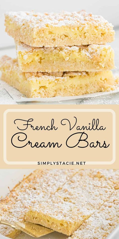 Vanilla Cake Mix Recipes, Cake Mix Bars, Vanilla Desserts, Cake Mix Cookie Bars, Recipes Using Cake Mix, French Vanilla Cake, Boxed Cake Mixes Recipes, Simply Stacie, Cake Mix Desserts