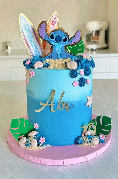 stitch birthday cake, stitch cake, cute stitch birthday cake, stitch birthday cake design Birthday Cakes 10 Girl, Buttercream Stitch Cake, Cute Stitch Birthday Cakes, Lilo Stitch Birthday Cake, Stitch Birthday Cupcake Ideas, Stitch Hawaiian Cake, Disney Birthday Cake Ideas, Lili And Stitch Cake, Stitch Cake Girl