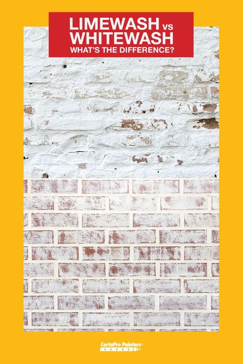 What's the difference between limewash and whitewash brick? Check out our blog to learn more! How To Paint Brick White, Whitewash Brick Foundation, Limewash Before And After, Limewash House Before And After, Whitewash Brick Bathroom, How To Whitewash Brick Exterior House, Whitewash Brick Porch, Whitewash Interior Brick Wall, Whitewash Brick Exterior With Siding