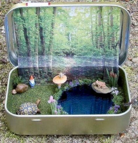 awesome 16 Tiny and Adorable Magical DIY Fairy Garden Ideas http://matchness.com/2018/02/04/16-tiny-adorable-magical-diy-fairy-garden-ideas/ Mini Diorama, Diy Fairy Garden, Altoid Tin, Altoids Tins, Altered Tins, Mint Tins, Garden Types, Tiny World, Diy Fairy