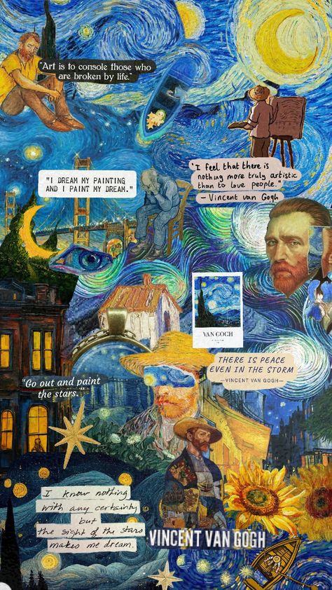 starry nights ✨ Starry Nights Aesthetics, Vincent Van Gogh Research Page, Starry Night Mood Board, Night Aesthetic Stars, Aesthetic Stars Wallpaper, Starry Night Inspired Art, Van Gogh Journal, Starry Night Aesthetic, Van Gogh Aesthetic