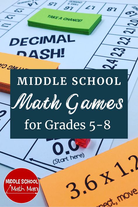 Math Classroom Ideas Middle School, Middle School Math Games Free, 6th Grade Math Projects Middle School, Math Classroom Games, Family Math Night Middle School, Math Board Games Middle School, Fun Math Games For Middle School, Middle School Math Organization, Hands On Math Activities Middle School