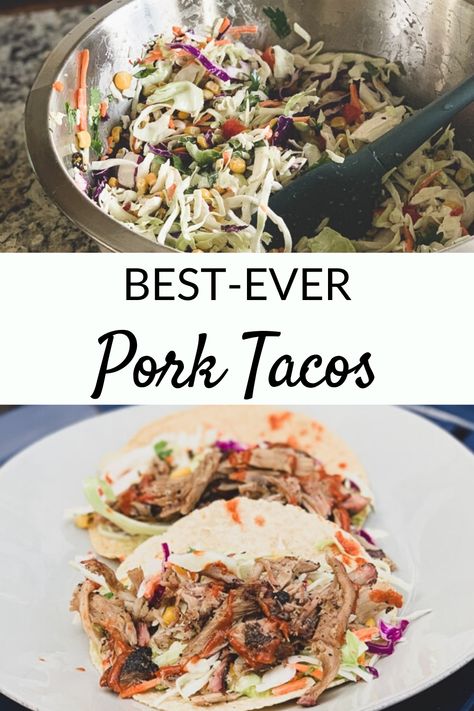 Pork Tacos With Leftover Pork, Leftover Pork Roast Taco Recipes, Kahlua Pork Tacos, Coleslaw For Pork Tacos, Pork Taco Sauce, Pork Tacos Recipes, Easy Pork Tacos, Slaw For Pulled Pork, Slaw For Tacos