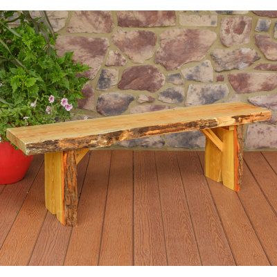 Wood Garden Bench, L Furniture, Cedar Stain, Live Edge Bench, Furniture Blue, Outdoor Garden Bench, India Live, Wooden Garden Benches, Wood Garden