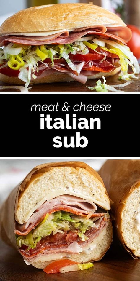 Simple Italian Sandwich, Italian Sandwich Ideas, Italian Meat Sandwich, Italian Subs Recipe, At Home Subs, Home Made Subs Sandwiches, Italian Sandwich Recipe Cold, Italian Subs Sandwich Cold, Italian Sub Sandwich Recipe