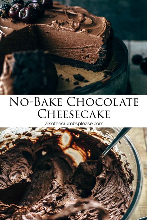 Easy Chocolate Cheesecake, Dark Chocolate Cheesecake, Chocolate Cheesecake Recipe, No Bake Chocolate Cheesecake, Chocolate Cheesecake Recipes, Homemade Cheesecake, Chocolate Heaven, Easy Cheesecake Recipes, Cheesecake Filling