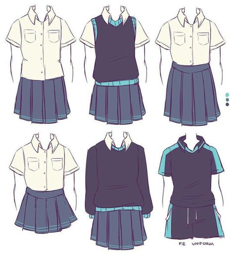 Outfit Drawings, Clothing Sketches, Art Outfits, Clothing Design Sketches, Drawing Anime Clothes, Makeup Eyes, Anime Dress, School Uniforms, Fashion Design Drawings