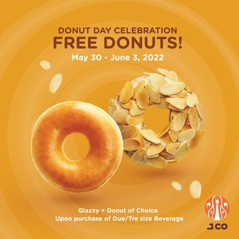 Tickle your sweet palate with FREE J.CO Donuts for International Donuts Day! Bg Template, Draw Poster, Jco Donuts, Donut Day, National Donut Day, Bakery Packaging, Lucky Draw, Krispy Kreme, Social Media Marketing Business