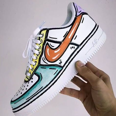 The Sneaker Archive on Instagram: “Rate these "Cartoon" Air Force 1 Customs ⚡🔥😍 . Cop or Drop? 👍🏽👎🏽 . Tag an Air Force 1 Fan 👀 . 📸 @laboratorio17 . .#sneaker #sneakers…” Cartoon Air Force 1, Sneaker Diy, Painting Shoes, Custom Painted Shoes, Custom Shoes Diy, Shoes Aesthetic, Nike Shoes Air Force, Basket Style, Custom Nike Shoes