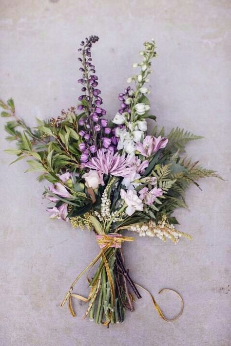 Lovely, Natural & Rustic Bouquet Composed Of Purple & White Foxglove, Lavender Spider Mums, Purple Alstromeria, Light Pink Roses, White Garden Roses, White Andromeda, Green Seeded Eucalyptus, Sword Fern, Ruscus, + Other Mixed Green Foliages····· Rustic Bridesmaids, A Bunch Of Flowers, Purple Wedding Bouquets, Purple Bridesmaids, Rustic Bouquet, Shade Flowers, Purple Wedding Flowers, Flowers Arrangements, White Wedding Bouquets