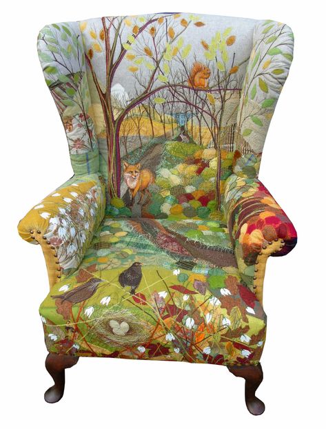 Patchwork Chair, Chair Art, Chair Redo, Building Furniture, Mantle Piece, Chair Storage, Art Chair, Funky Painted Furniture, Funky Furniture