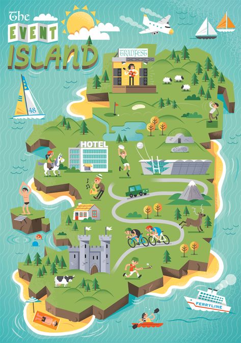 https://www.behance.net/gallery/27236491/Failte-Ireland-Map Maps Illustration Design, Cartoon Map, Ireland Map, Map Projects, Infographic Map, Board Game Design, Town Map, Tourist Map, 카드 디자인