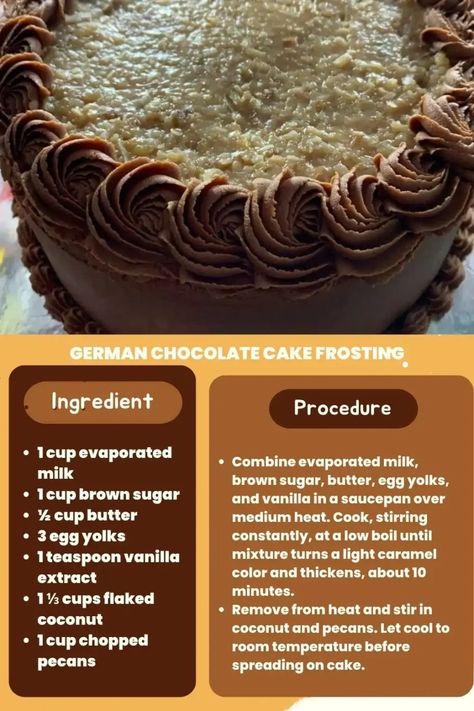 Homemade German Chocolate Cake – Insta Cooked German Chocolate Icing Recipe, Recipe For German Chocolate Cake, German Chocolate Icing, Buttercream Frosting Recipe Easy, German Chocolate Cake Frosting, Homemade German Chocolate Cake, Chocolate Icing Recipes, 35 Birthday, Chocolate Cake Frosting