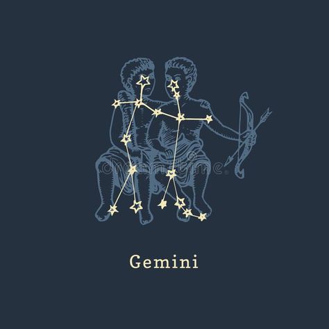 Gemini Constellation Aesthetic, Gemini Constellation Wallpaper, Gemini Illustration Art, Twin Illustration, Gemini Constellation Art, Zodiac Gemini Art, Gemini Illustration, Gemini Star Constellation, Tattoo Gemini