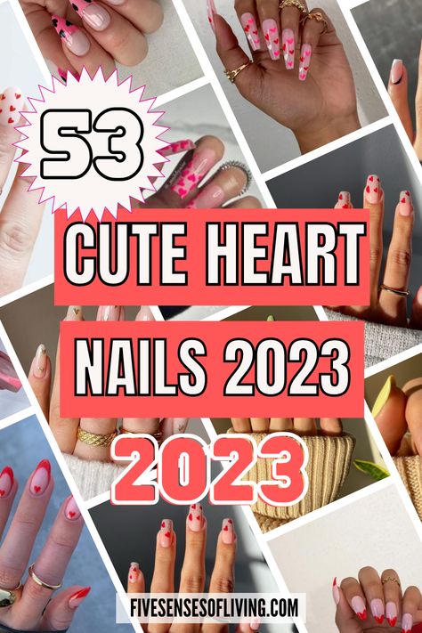 53 Insanely Cute Heart Nails of 2023 You Will Love Wedding Nails With Heart, Fall Heart Nails, Heart Nail Designs Short Nails, Minimalist Heart Nails, Hearts On Nails Design, Nail Ideas With Hearts, Nail Designs With Hearts, Heart Nails Simple, Simple Heart Nail Designs