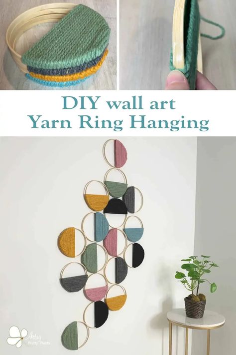 Yarn Ring, Decorate On A Budget, Yarn Wall Art, Diy Wall Art Decor, Yarn Wall Hanging, Wall Hanging Crafts, Wall Art Hanging, Inspire Me Home Decor, Wall Hanging Diy