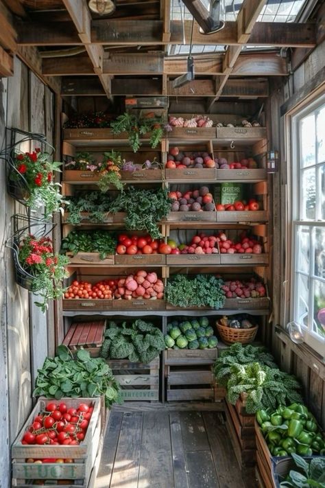 Garden Pantry, Farm Store, Backyard Greenhouse, Home Vegetable Garden, Greenhouse Gardening, Vegetable Garden Design, Garden Layout, Veggie Garden, Garden Cottage