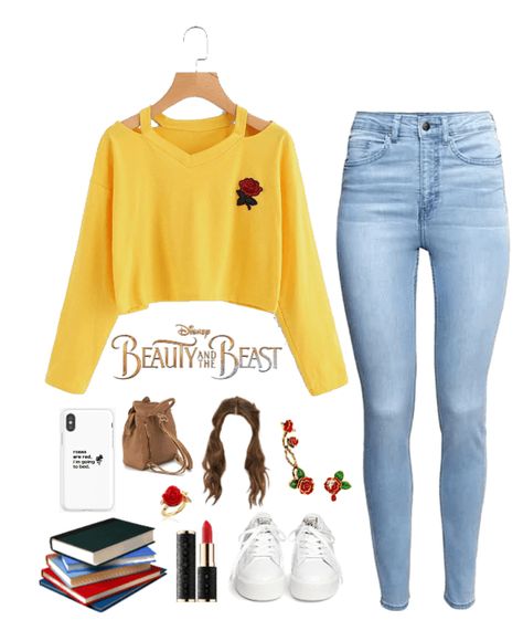 Disney Bending Outfits, Disneybound Outfits Casual Winter, Beauty And The Beast Bounding, Disney Modern Outfits, Bell Inspired Outfit Disney, Belle Bounding Outfits, Princess Belle Inspired Outfits, Belle Inspired Outfits Casual, Disney Character Outfit Ideas