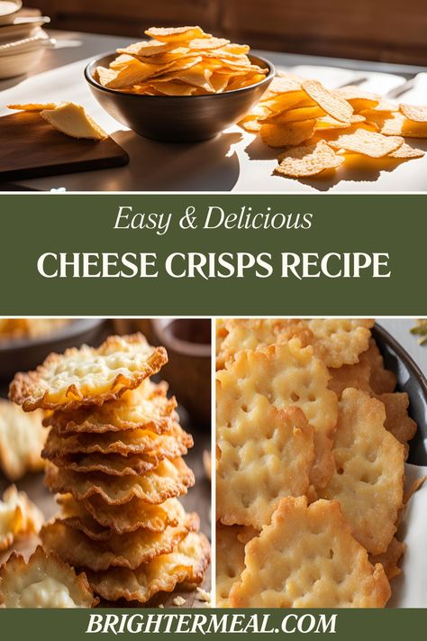 cheese crisps recipe How To Make Cheese Crisps, Provolone Cheese Crisps, Homemade Cheese Crisps, Fried Cheese Recipes, Cheese Crisps Baked, Cheddar Crisps Recipe, Cheese Whisps, Cheese Crispies, Easy Cheese Crackers