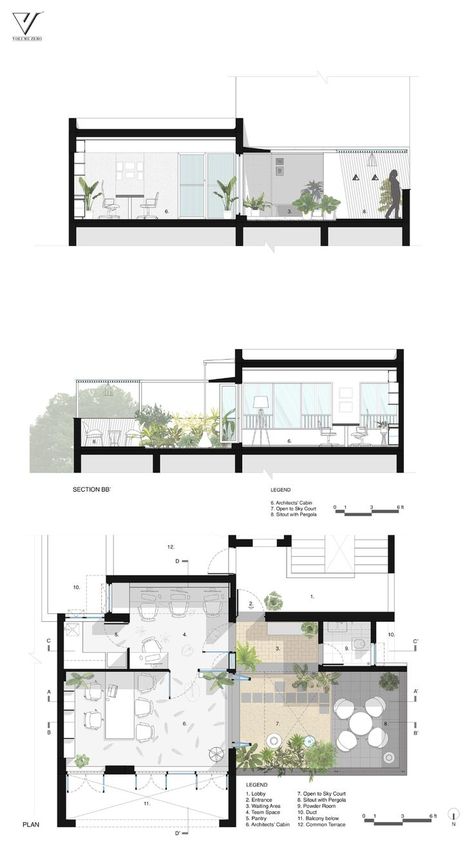 Sections Drawing Architecture, Detailed Floor Plan Drawing, Sheet Architecture Design, Section And Plan Architecture, Plan Section Elevation Drawings Of House, Design Section Architecture, Interior Design Sheets Architecture, Section Sheets Architecture, Concept For Residence Design